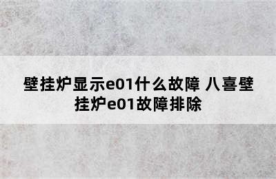 壁挂炉显示e01什么故障 八喜壁挂炉e01故障排除